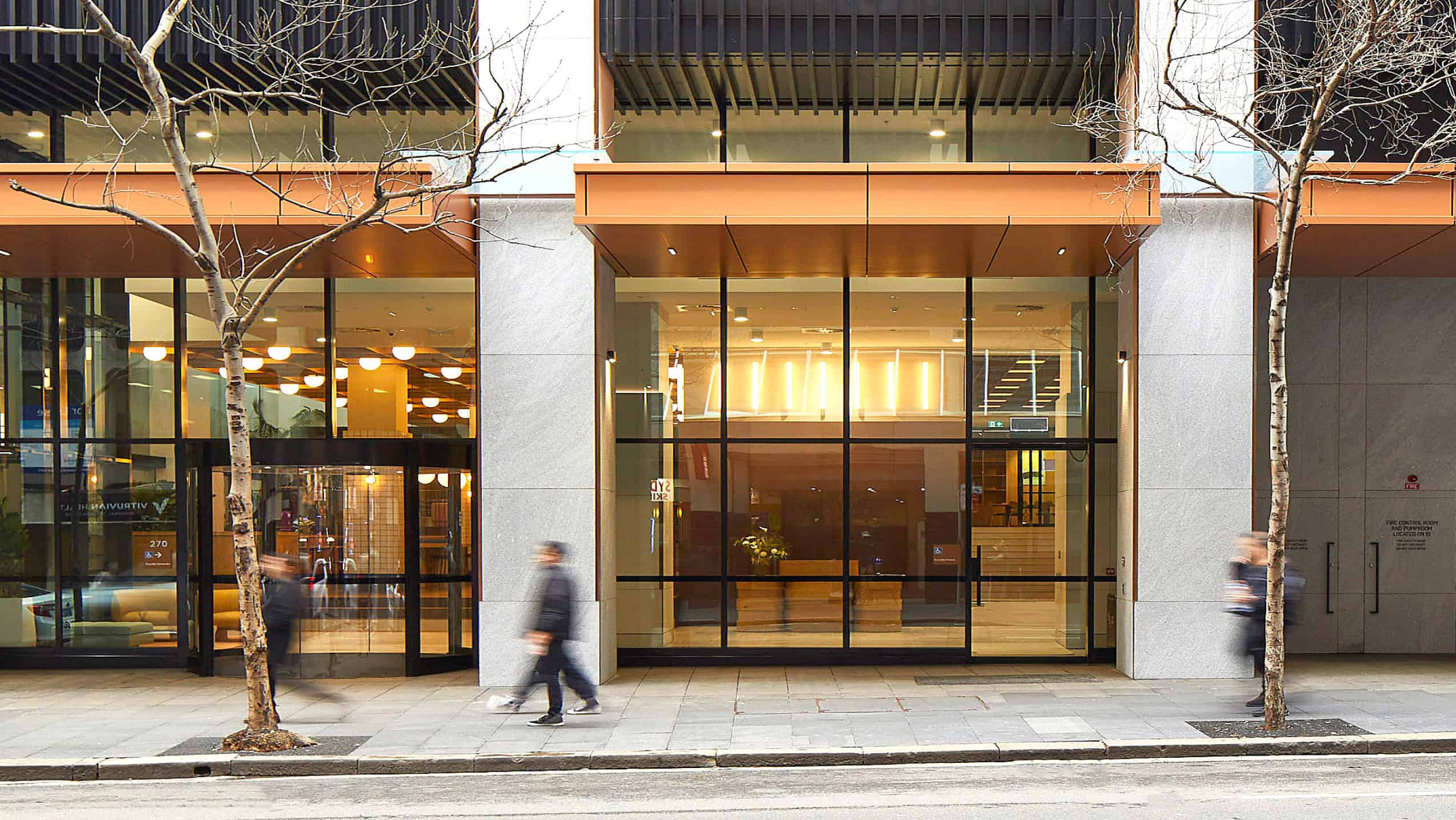 View of the foyer form the outside of 270 Pitt St